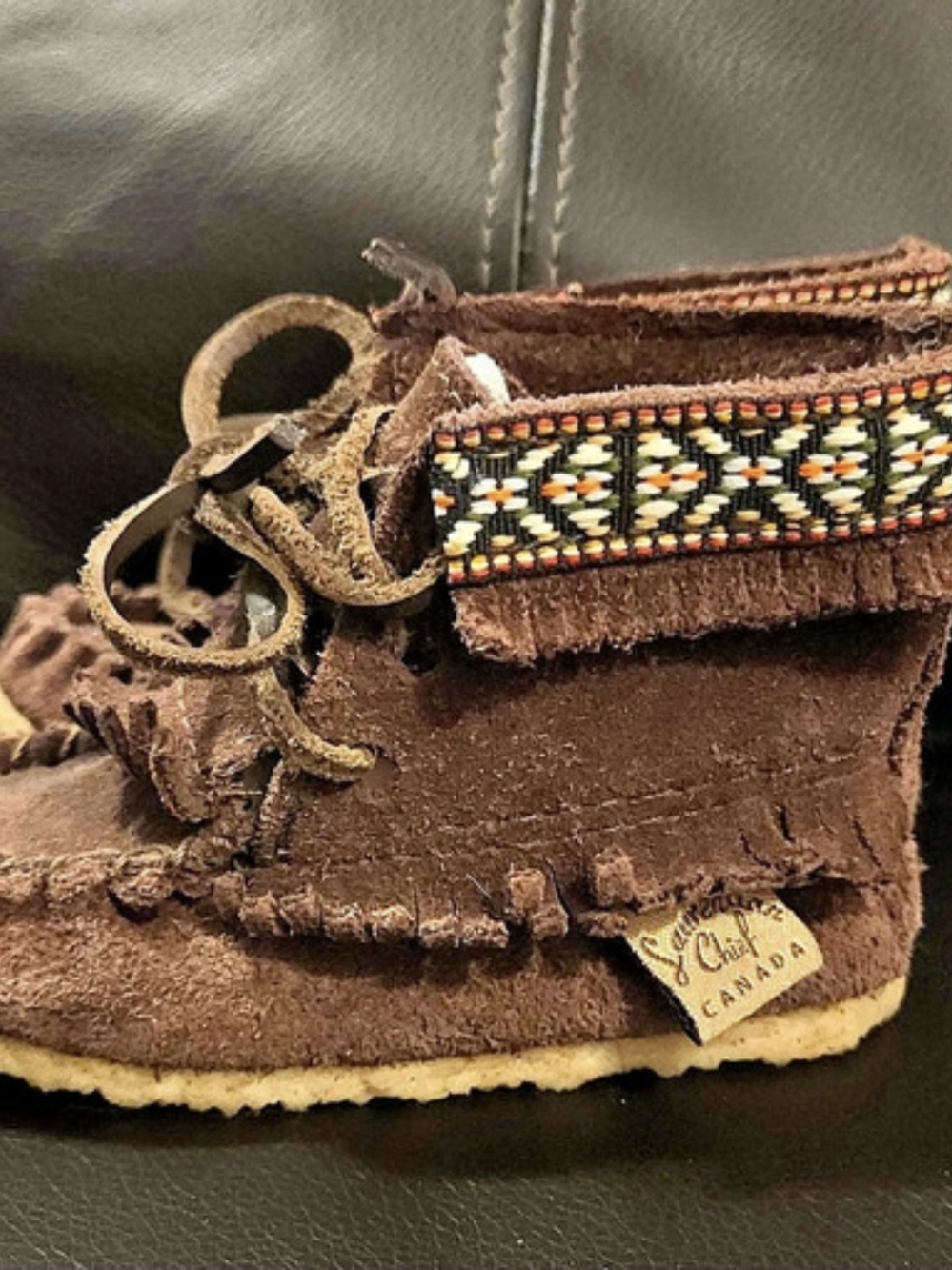 Laurentian Chief Suede Leather Moccasins Toddler Size 5  **Wow**